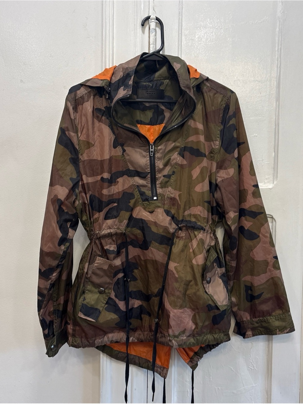 Anthropologie BLANKNYC Women's Camo Windbreaker 1/4 Zip Drawstring Waist Size S
